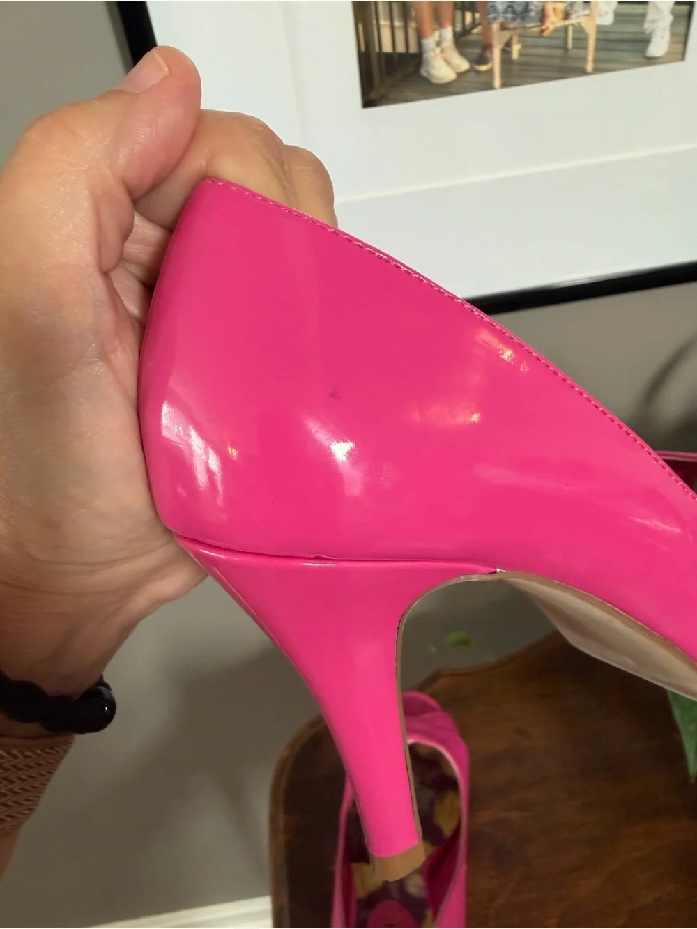 Madden Girl Hot Pink Patent Peep-Toe Heels. Size 8